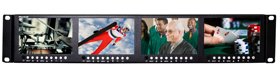 Marshall ML-454-V2 Quad 4.5" Screens Rackmountable Monitor with HDMI, 3G-SDI, and Composite Inputs